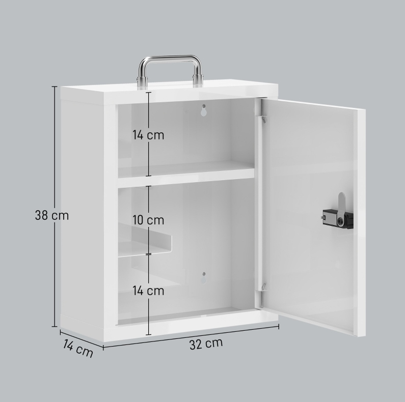 Wand-medikinschrank 32 X 14 X 38 Cm Aus Weißem Metall Mit Zahlenschloss – Meubliv