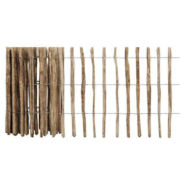 T&J ROLLO-Lattenzaun Staketenzaun Haselnuss, 8-10 cm Lattenabstand, 10 m,90 cm