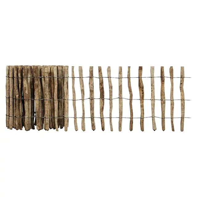 T&J ROLLO-Lattenzaun Staketenzaun Haselnuss, 4 cm Lattenabstand, 10 m,60 cm