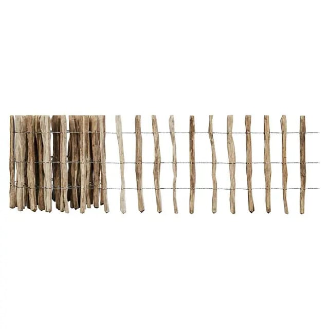 T&J ROLLO-Lattenzaun Staketenzaun Haselnuss, 8-10 cm Lattenabstand, 10 m,60 cm