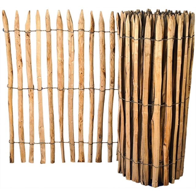 T&J ROLLO-Lattenzaun Staketenzaun Haselnuss, 4 cm Lattenabstand, 175 cm,5 m