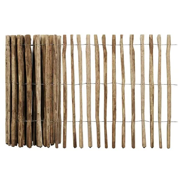 T&J ROLLO-Lattenzaun Staketenzaun Haselnuss, 4 cm Lattenabstand, 10 m,120 cm
