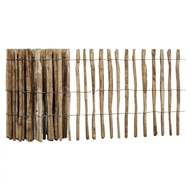 T&J ROLLO-Lattenzaun Staketenzaun Haselnuss, 4 cm Lattenabstand, 10 m,90 cm