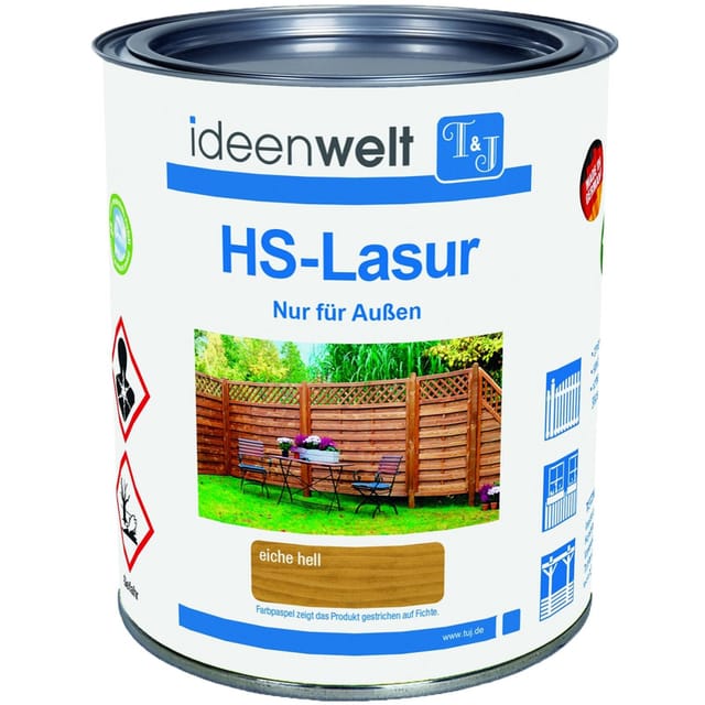 T&J HS Lasur Holzlasur für außen, 0,75 l, Grau