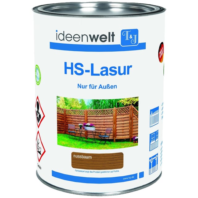 T&J HS Lasur Holzlasur für außen, 2,5 l, Weiß