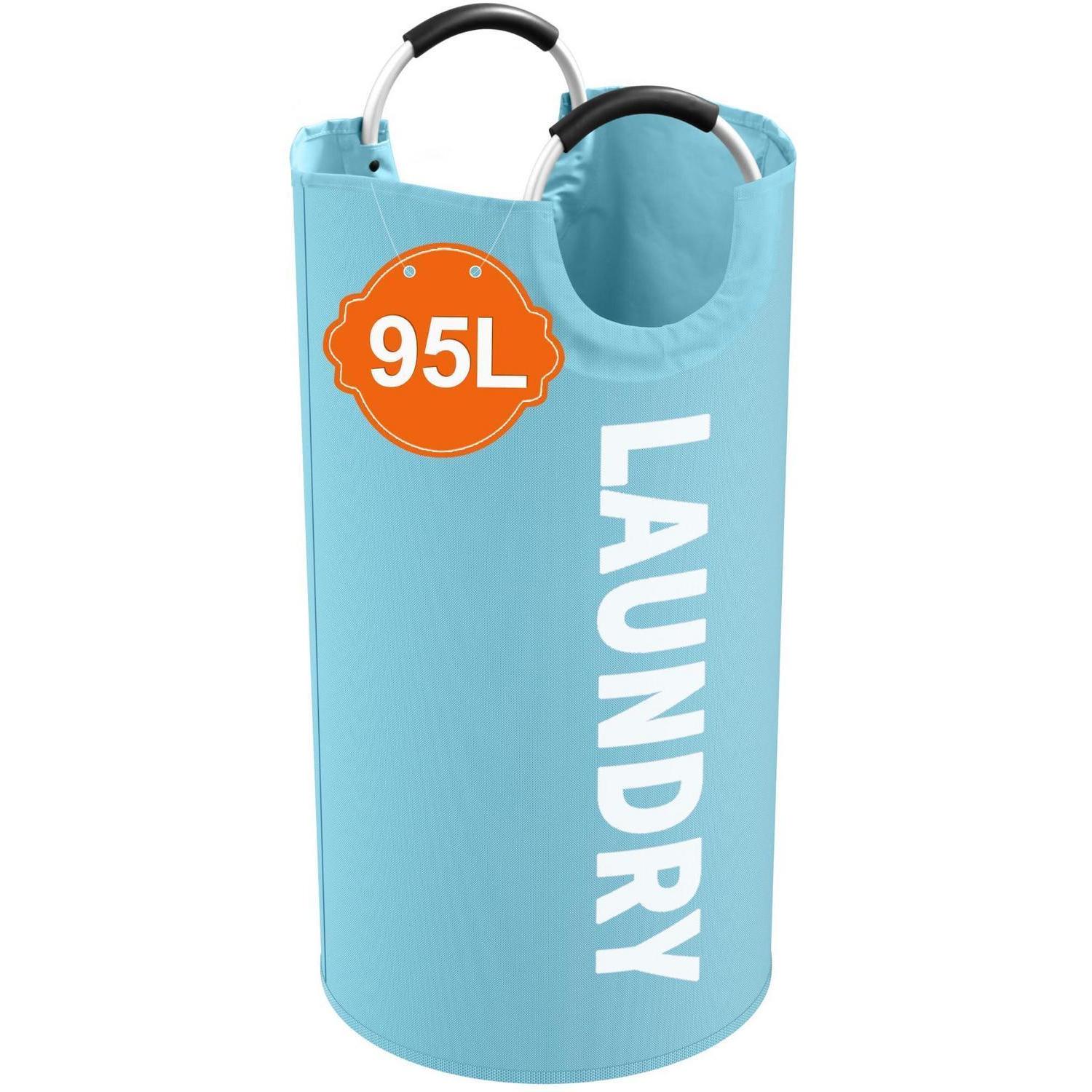 Großer Wäschekorb 95l Faltbar Mit Aluminiumgriff, Blau