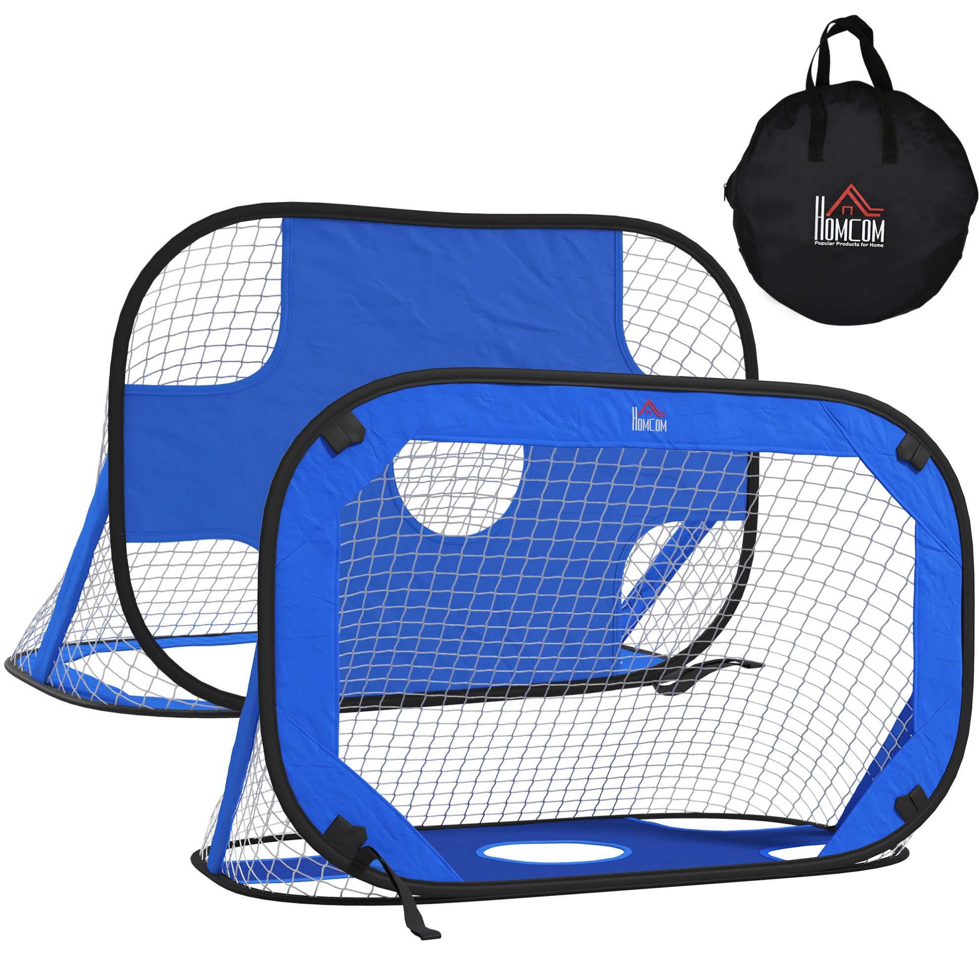 2 Klappbare Mini-fußballtore 123x80x80 Cm Aus Blauem Stoff Mit Tasche – Meubliv