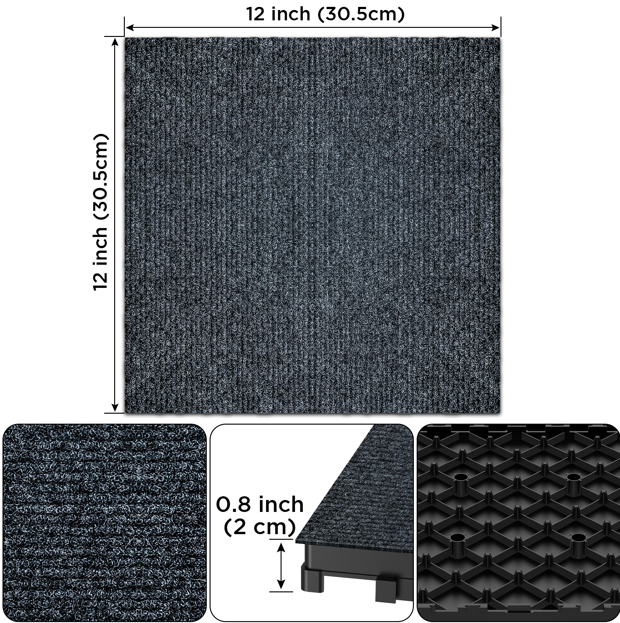 Steckbare Bodenfliesen 30,5x30,5x2 Cm Aus Polypropylen, Grau, Rutschfest, Für Balkon – Meubliv