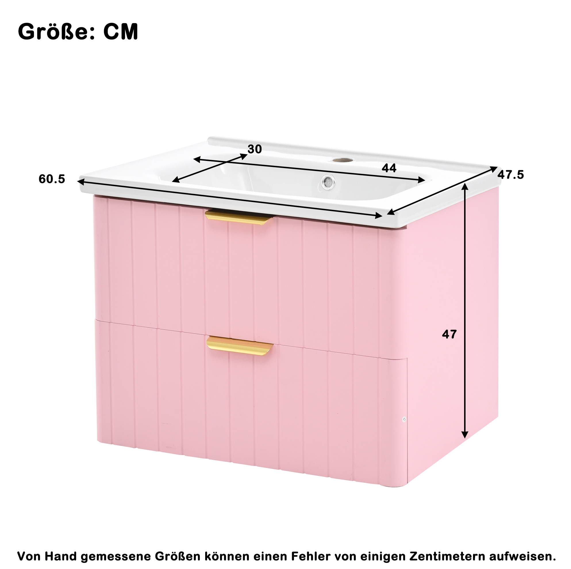 Hängender Waschtischunterschrank 60,5x47,5x47 Cm Aus Mdf In Rosa Mit Stauraum – Meubliv