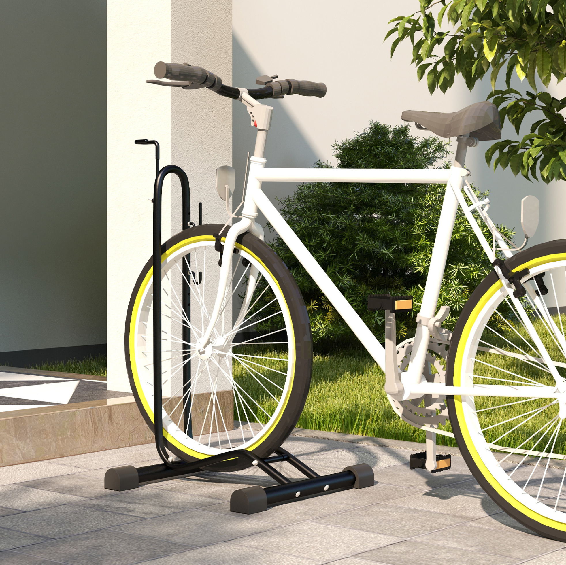 Support Vélo Vertical/horizontal 45x44x118 Cm En Métal Noir, Gain De Place Garage – Meubliv