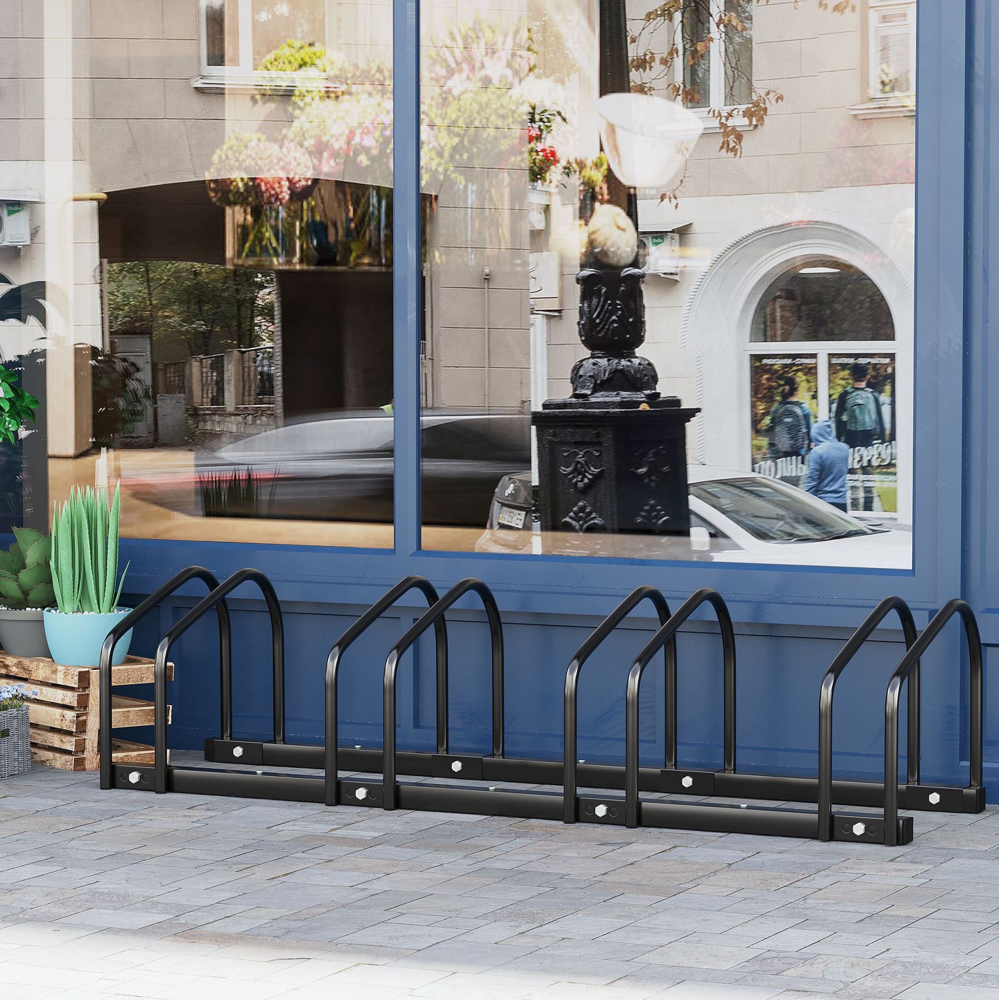 Fahrradständer Für 4 Fahrräder 110 X 33 X 27 Cm Stahl Schwarz, Wand- Oder Bodenmontage – Meubliv