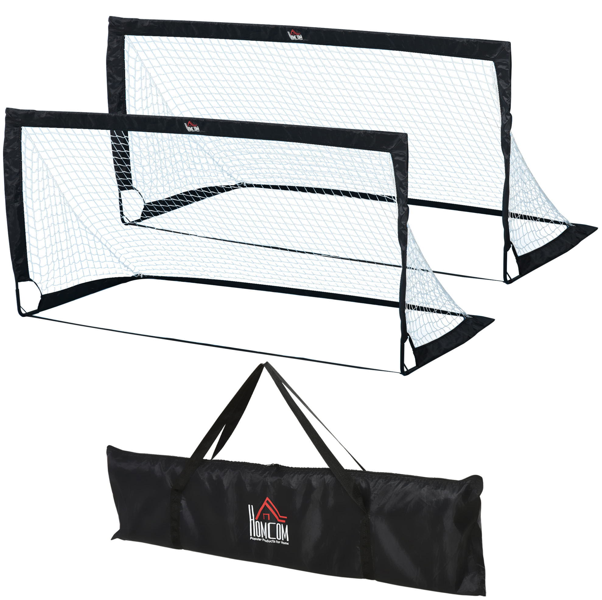 Klappbare Fußballtore 186x90x89 Cm Aus Metall, Schwarz, 2er-set – Meubliv