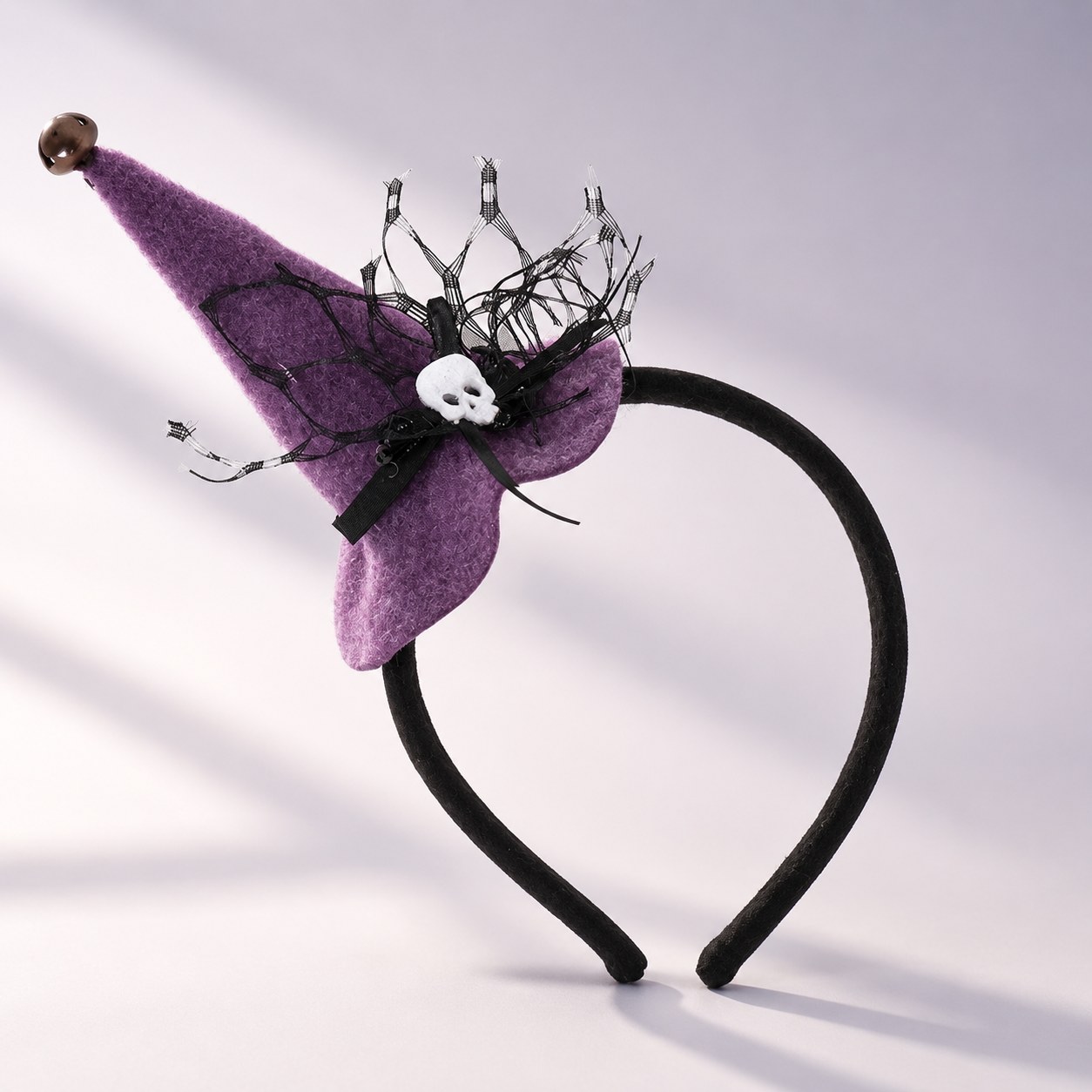 Bandeau Chapeau De Sorcière Halloween , Serre-tête Violet Avec Crâne Et Toile D’araignée, Accessoire De Costume De Fête