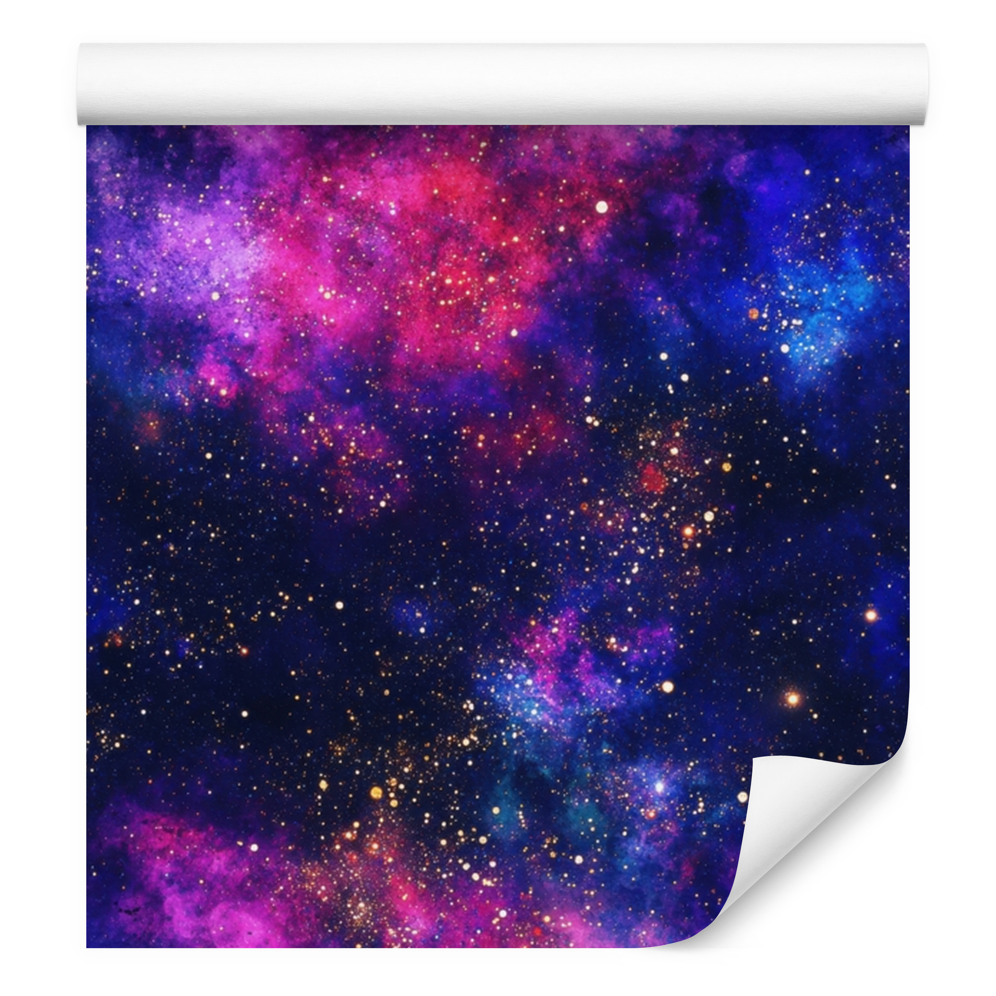 Aquarell-galaxy-tapete In Marineblau Und Lila Für Wohn- Und Schlafzimmer, 50x1000