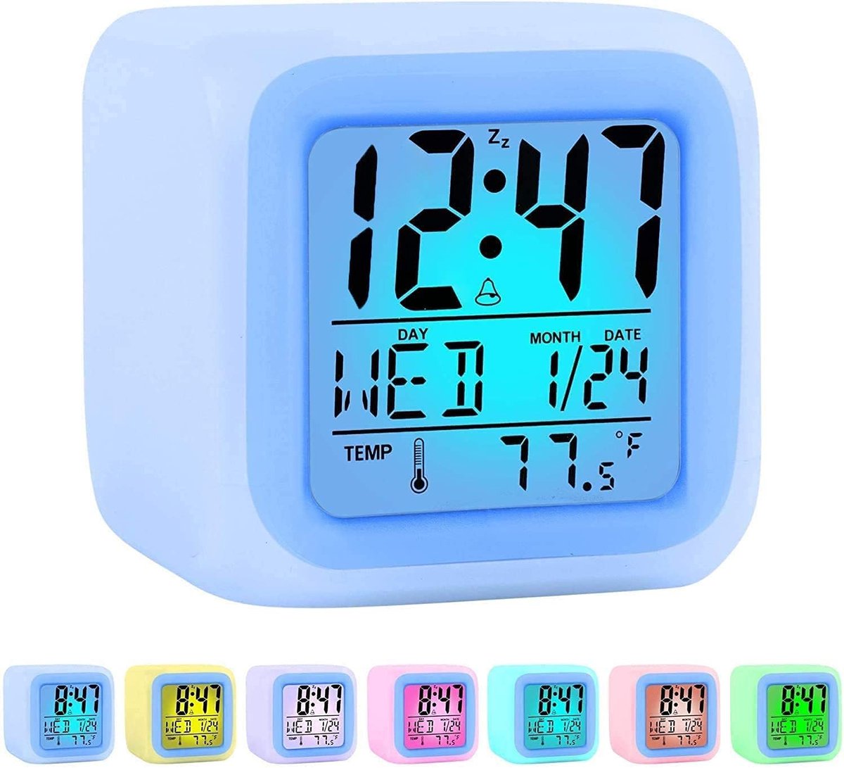 Wecker Für Kinder – Digitale Wecker – Led-display – Digitale Kinderwecker Mit 7 Farben – Nachtwecker Mit Temperatur, Datum, Schlummerfunktion – Kinderwecker – Kinderwecker – Wecker – Batterien