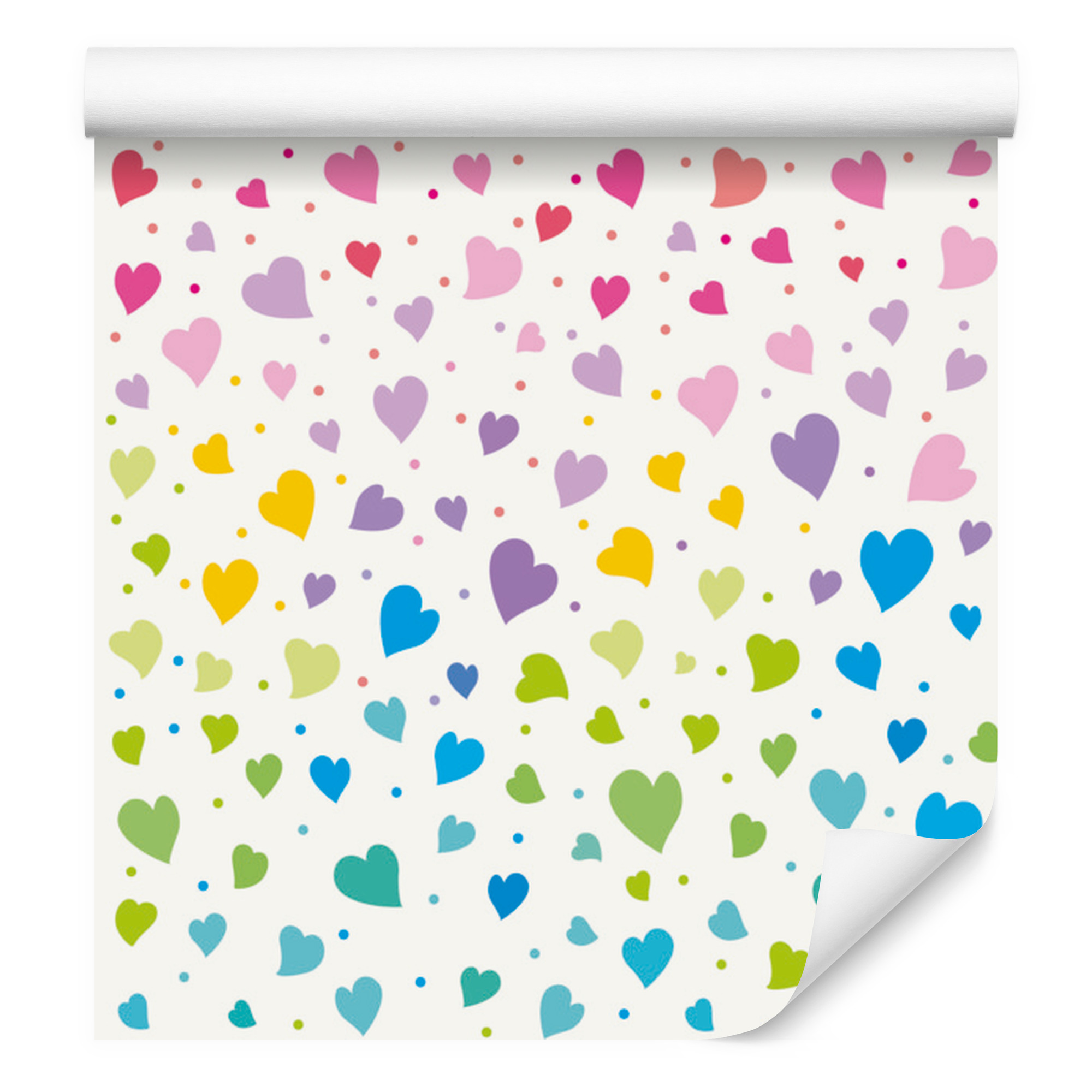Bunte Tapete Mit Kleinen Herzen Für Wohn- Und Schlafzimmer, 50 X 1000 Cm