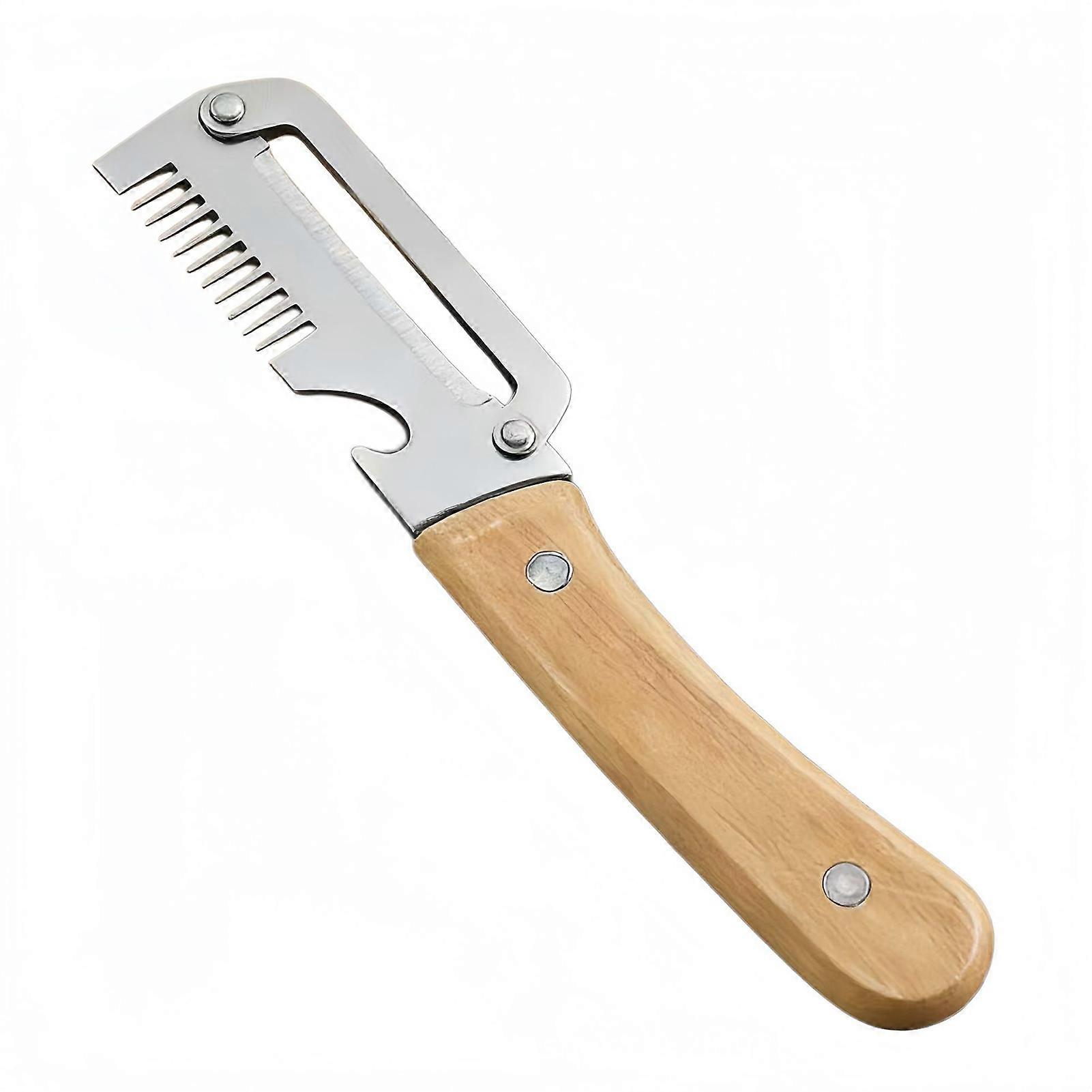 Jiajiefang Gemüseschäler Aus Edelstahl Mit Holzgriff, 2-in-1 Obst- Und Kartoffelschäler Mit Flaschenöffner, Schnellschälwerkzeug Für Die Küche
