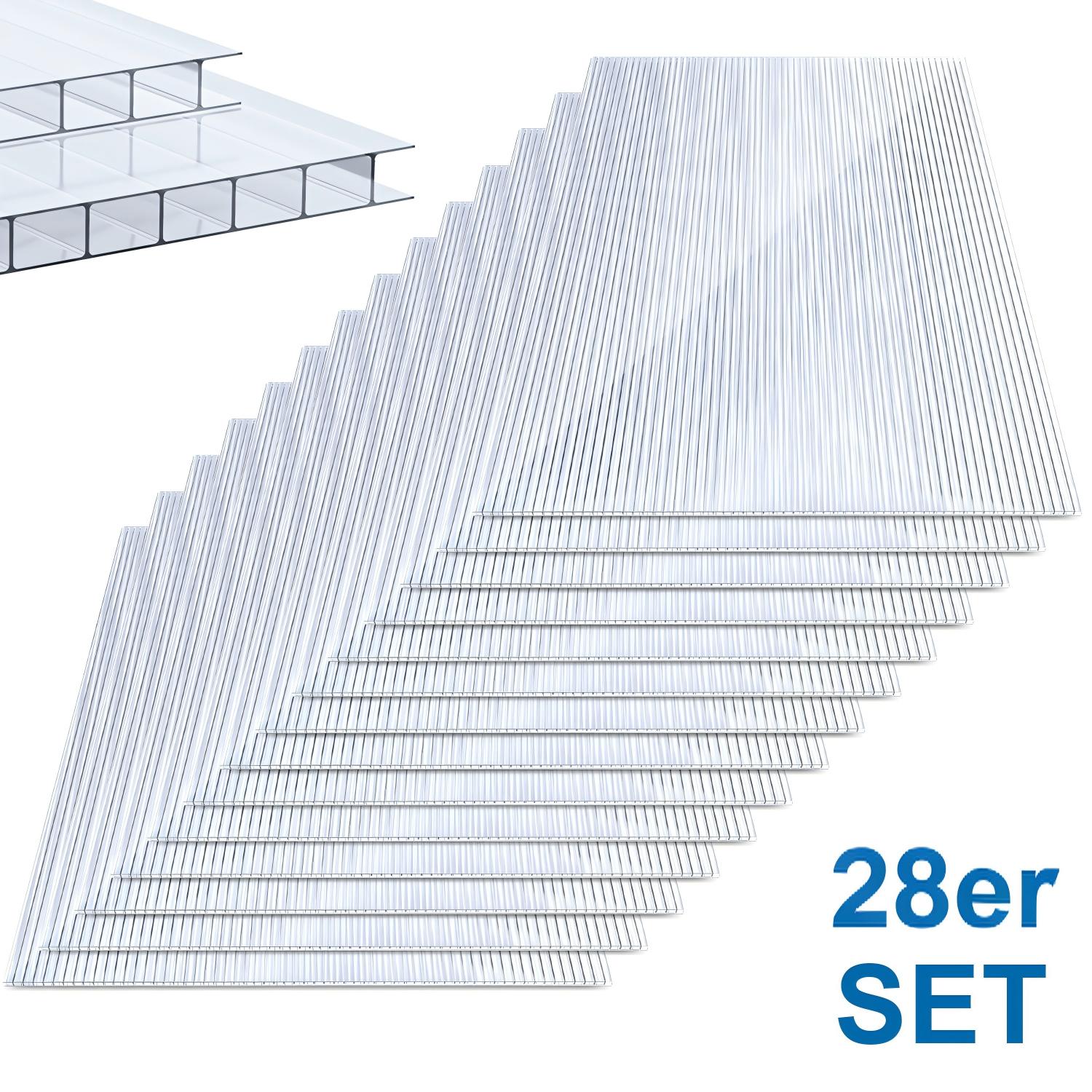 Jiubiaz 28x Polycarbonat Hohlkammerplatten 4mm Transparent Hohlkammerstegplatten Uv-beständigen Für Gewächshaus Carports