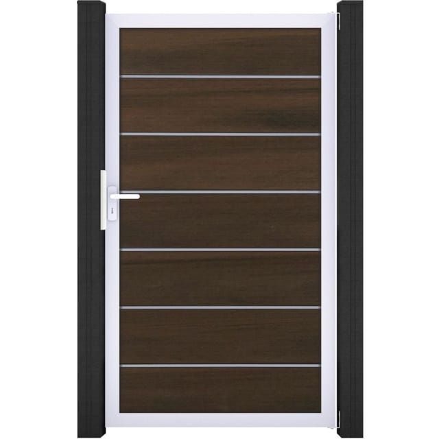 GroJa Einzeltor Solid Grande Premium Steckzaun Walnuss co-extrudiert günstig