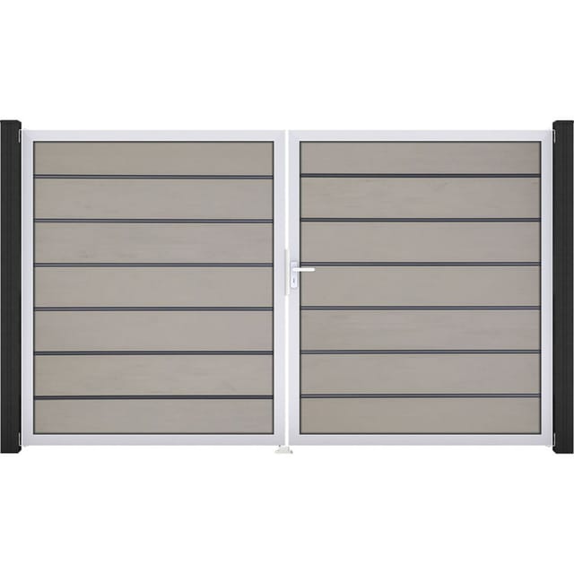 GroJa Doppeltor Solid Grande Premium Steckzaun Bi-Color Sand günstig