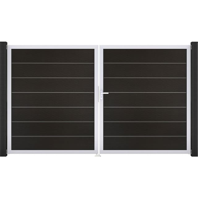GroJa Doppeltor Solid Grande Premium Steckzaun Schwarz co-extrudiert günstig