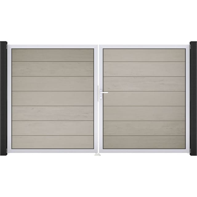 GroJa Doppeltor Solid Grande Steckzaun Bi-Color Sand günstig