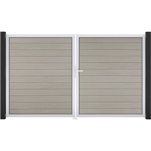 GroJa Doppeltor Solid Steckzaun Bi-Color Sand günstig