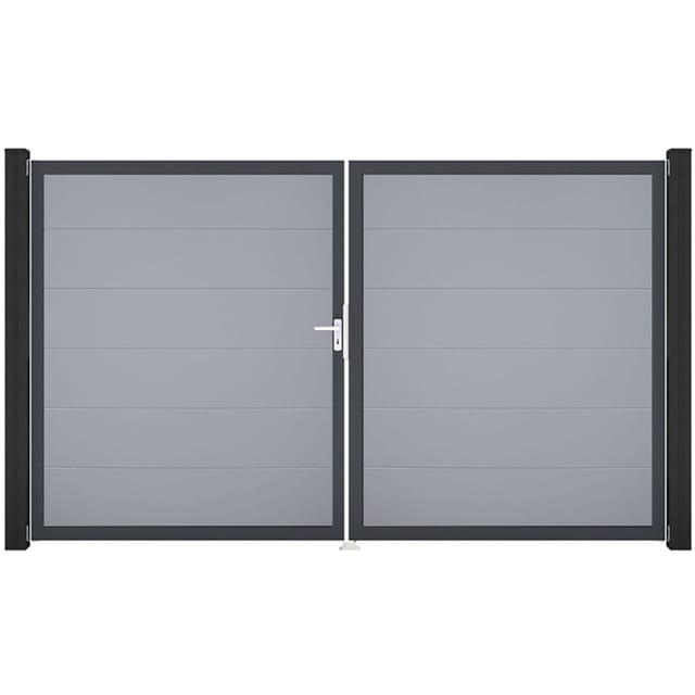 GroJa Doppeltor BasicLine PVC-Steckzaun Silbergrau günstig