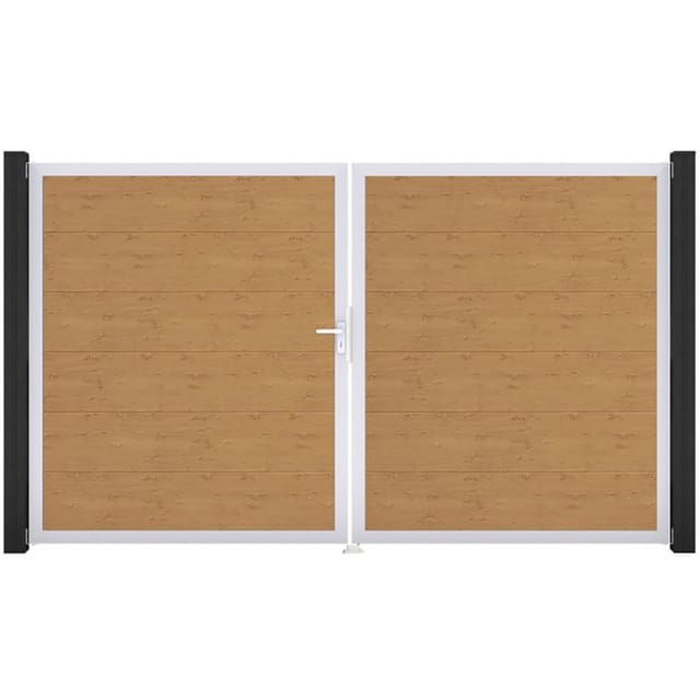 GroJa Doppeltor BasicLine PVC-Steckzaun Asteiche Natur günstig