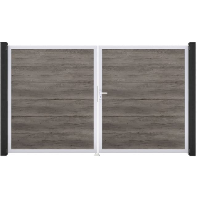 GroJa Doppeltor BasicLine PVC-Steckzaun Monument Oak günstig