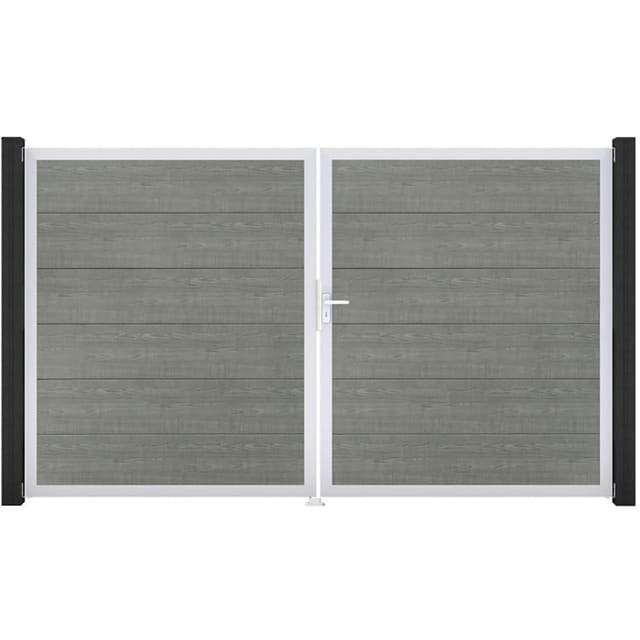 GroJa Doppeltor BasicLine PVC-Steckzaun Grey Ash Cut günstig