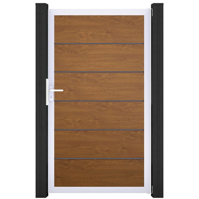 GroJa Einzeltor BasicLine Premium PVC-Steckzaun Golden Oak günstig