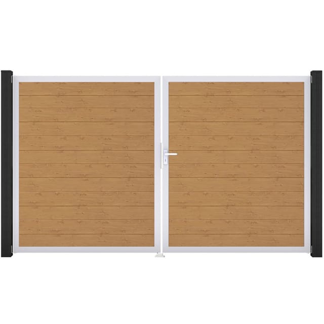 GroJa Doppeltor BasicLine schmal PVC-Steckzaun Asteiche Natur günstig