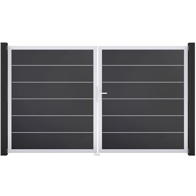 GroJa Doppeltor BasicLine Premium PVC-Steckzaun Anthrazit günstig