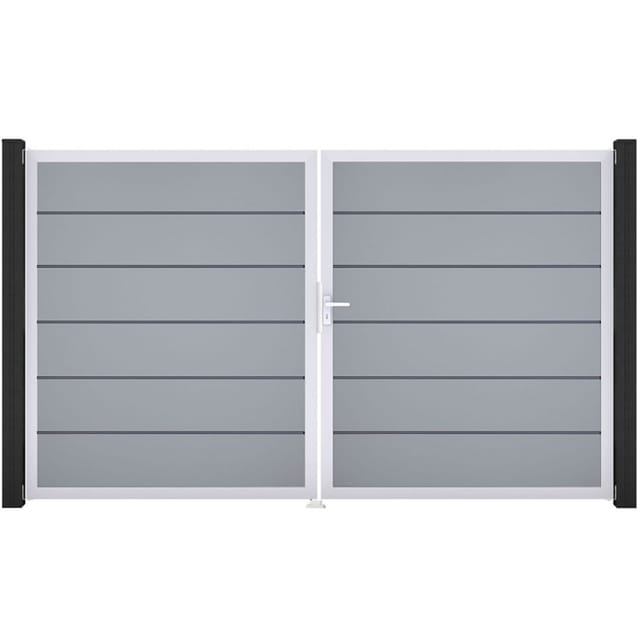 GroJa Doppeltor BasicLine Premium PVC-Steckzaun Silbergrau günstig