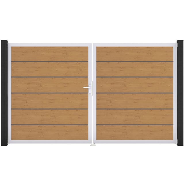 GroJa Doppeltor BasicLine Premium PVC-Steckzaun Asteiche Natur günstig