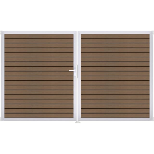 GroJa Doppeltor Solid Rhombus BPC-Steckzaun Teak co-extrudiert günstig