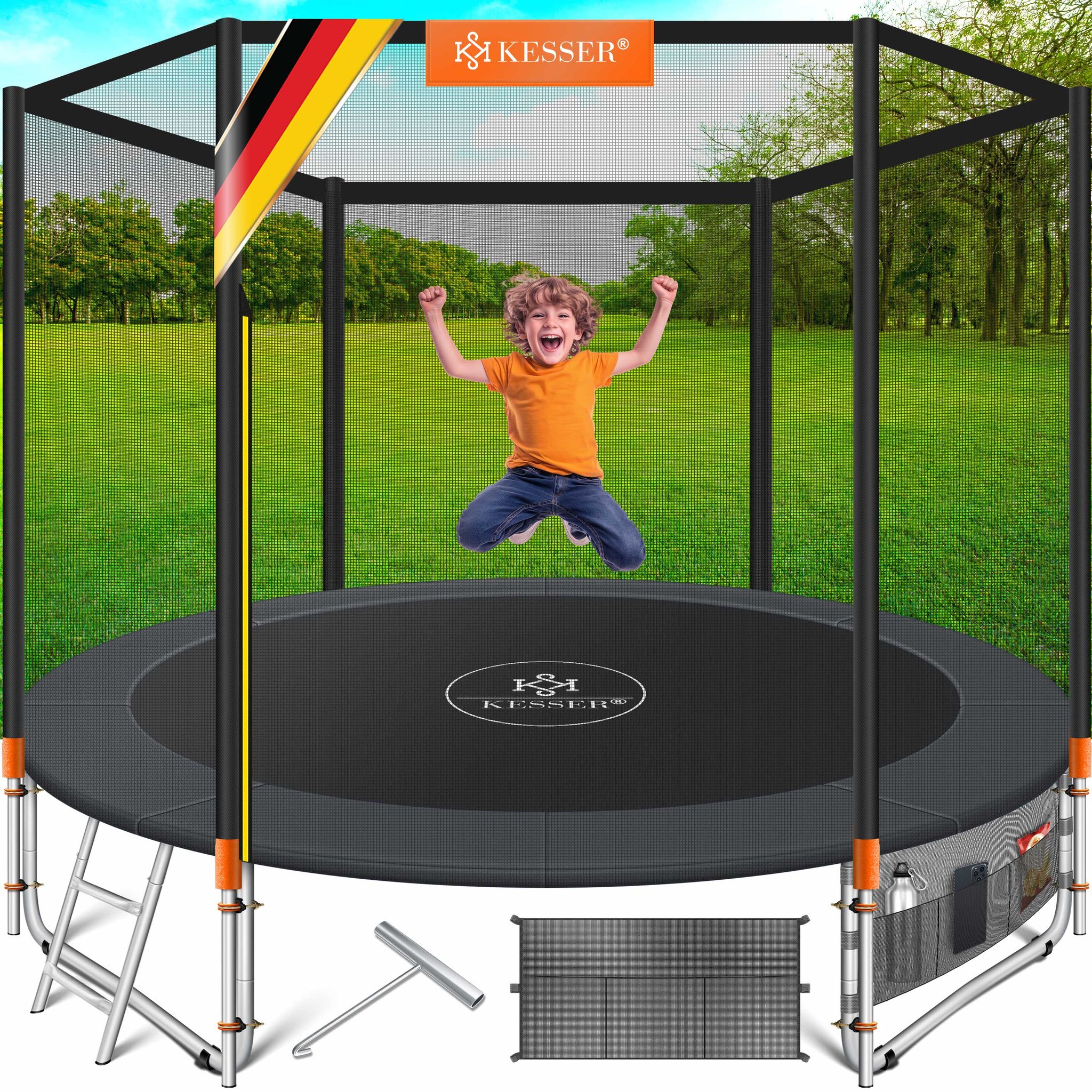 Kesser® Trampolin Mit Sicherheitsnetz - 305 Cm, Orange