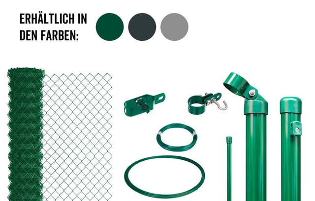 Alberts Maschendrahtzaun Set grün, 80 cm, 25 m,Einbetonieren
