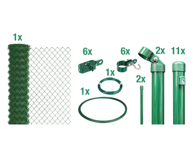 Alberts Maschendrahtzaun Set grün, 125 cm, 25 m,Einbetonieren