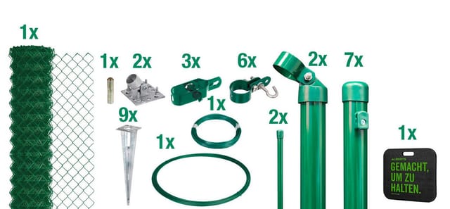 Alberts Maschendrahtzaun Set grün, 100 cm, 15 m,Aufschrauben