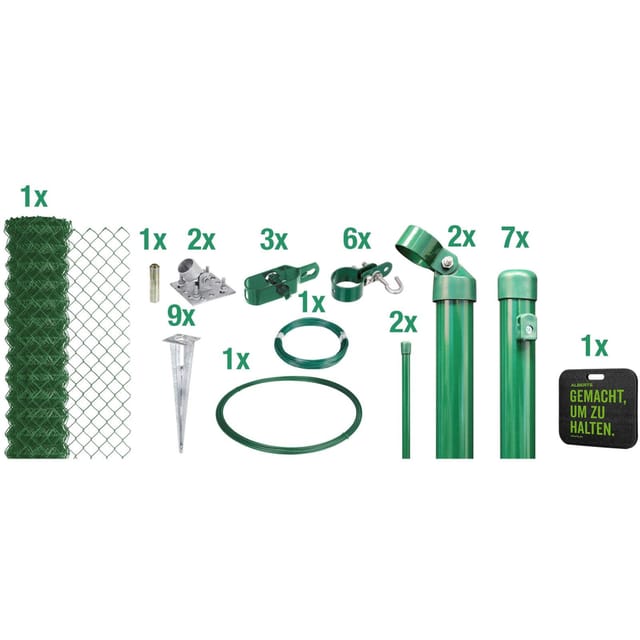 Alberts Maschendrahtzaun Set grün, 80 cm, 15 m,Aufschrauben