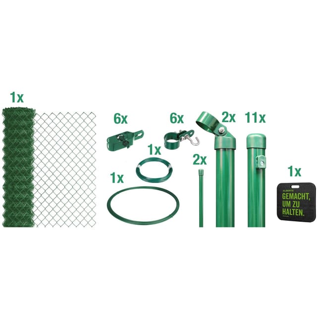 Alberts Maschendrahtzaun Set grün, 100 cm, 25 m,Einbetonieren