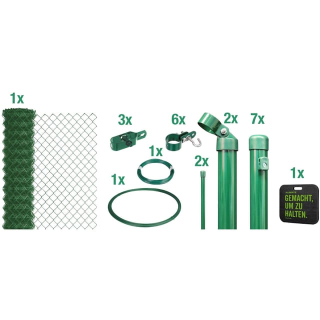 Alberts Maschendrahtzaun Set grün, 125 cm, 15 m,Einbetonieren