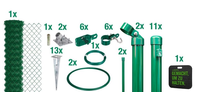 Alberts Maschendrahtzaun Set grün, 80 cm, 25 m,Aufschrauben