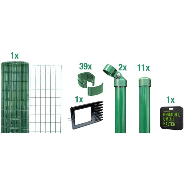 Alberts Schweißgitterzaun Set Fix-Clip Pro® grün, 122 cm, 25 m,Einbetonieren