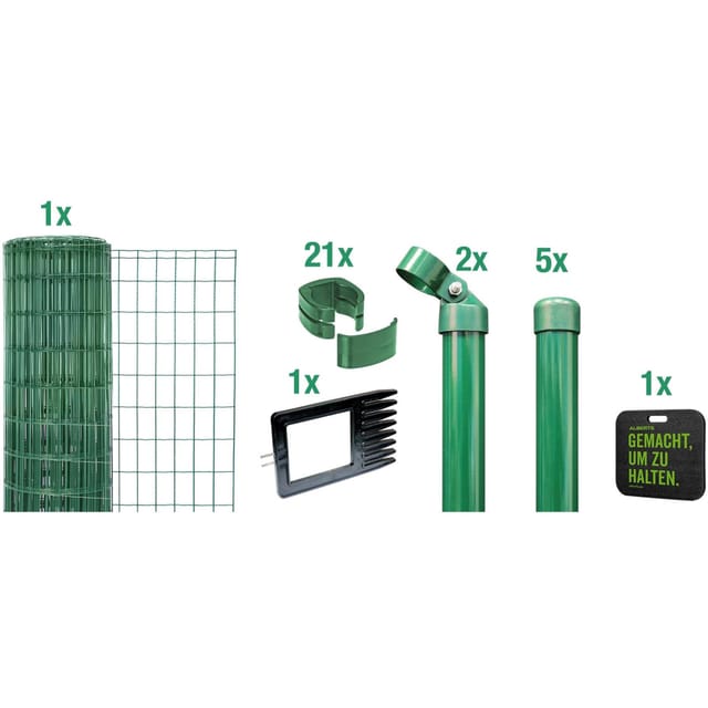 Alberts Schweißgitterzaun Set Fix-Clip Pro® grün, 153 cm, 10 m,Einbetonieren