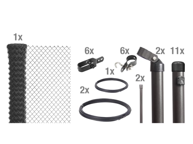 Alberts Maschendrahtzaun Set anthrazit-metallic, 100 cm, 25 m,Einbetonieren