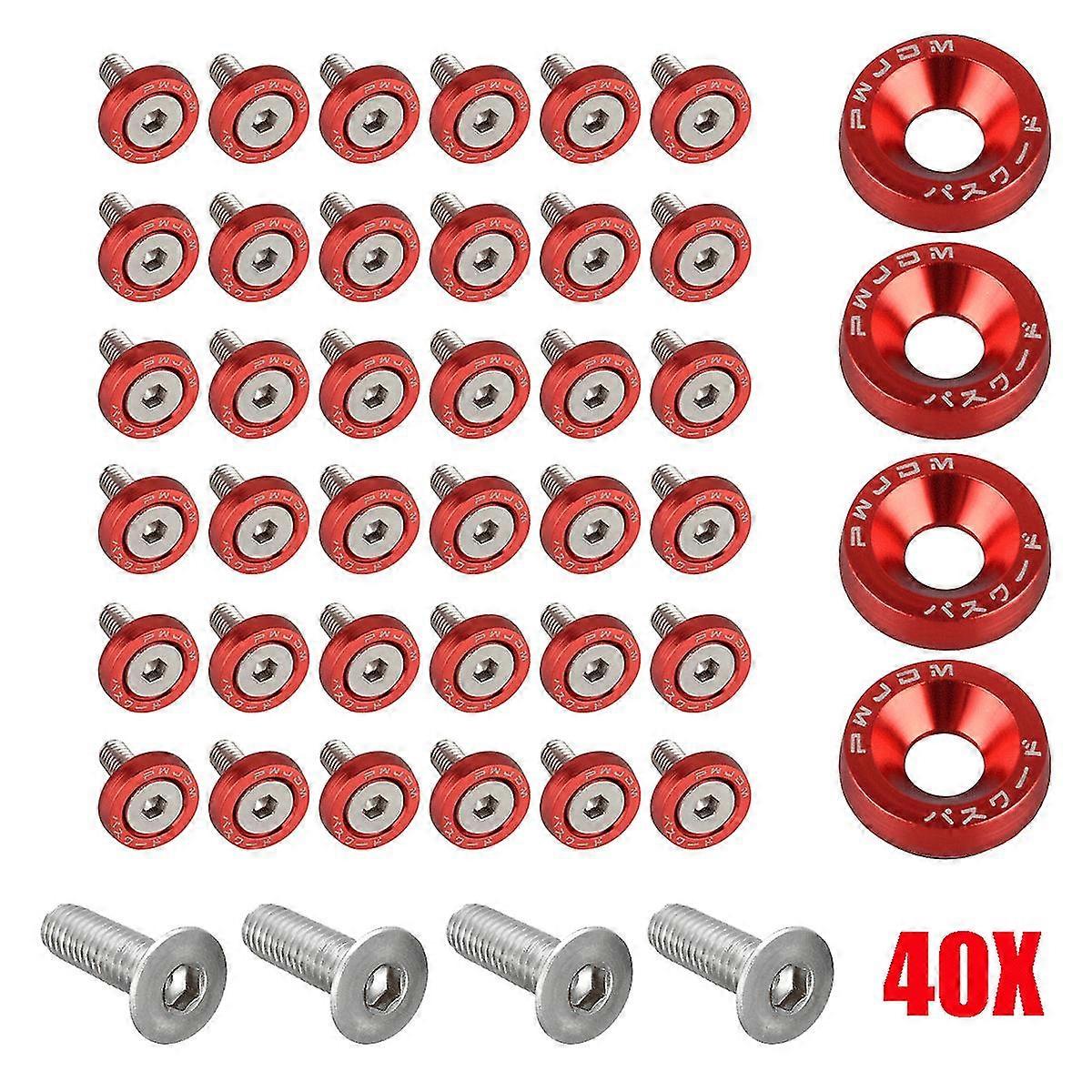 Jdm Universal-befestigungssatz Aus Gefrästem Aluminium Mit 40 Schrauben Für Stoßstange/kotflügel Inklusive Unterlegscheiben Für Den Motorraum Des M6