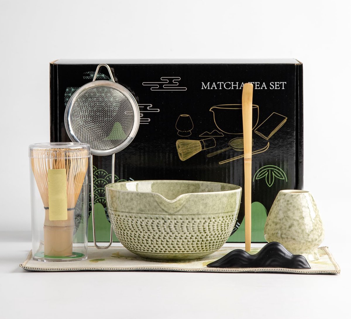 Matcha-geschenkset – 7-teilig – Matcha-starterset – Matcha-besen – Komplettes Set, Kompatibel Mit Traditionellem Matcha – Bambus – Wunderschön Verpackt